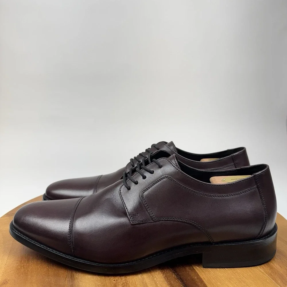 New Mens Johnston & Murphy Novick Brown Leather Cap Toe Dress Oxfords Size 13